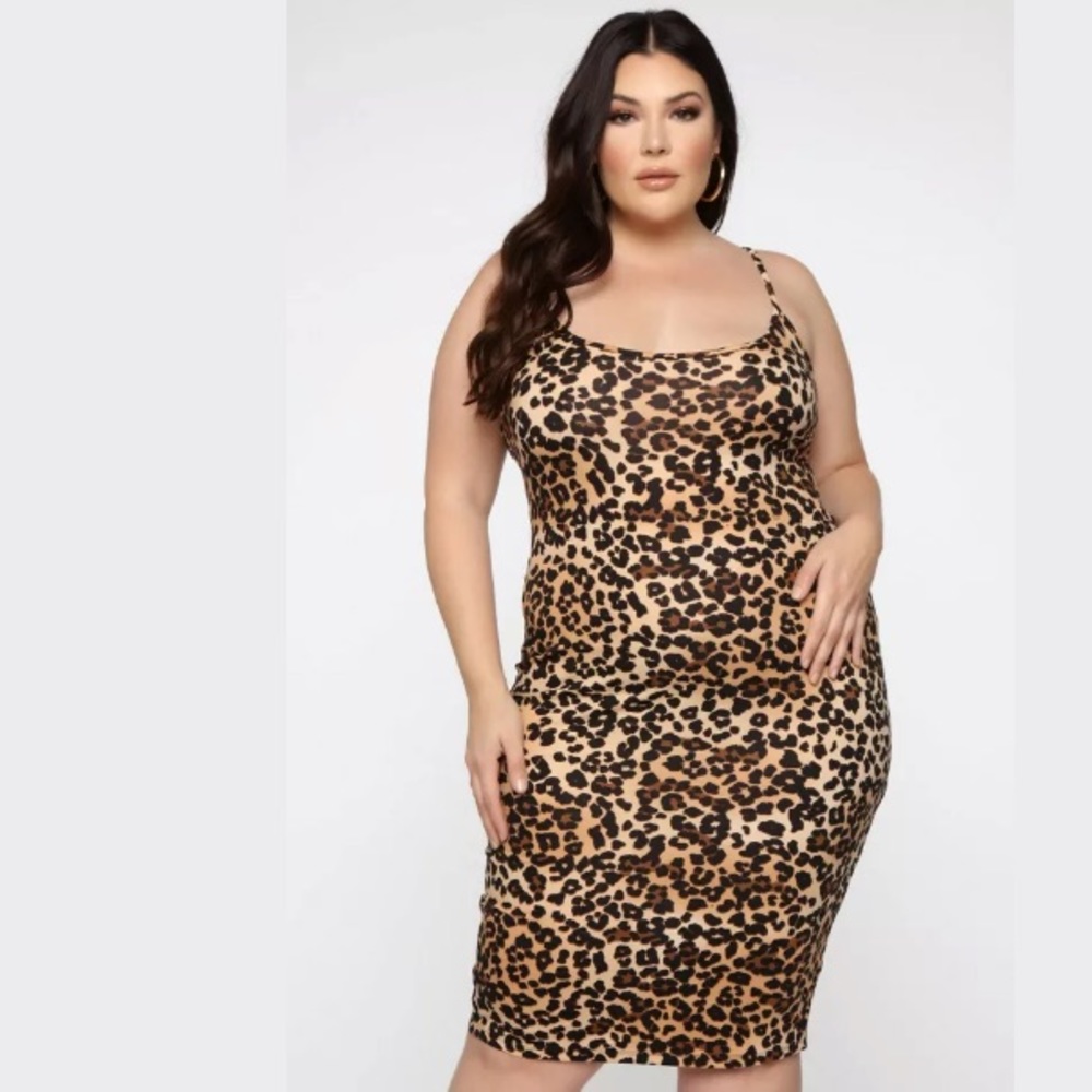 NEW Fashion Nova Curve Leopard Bodycon Dress - Picture 2 of 4